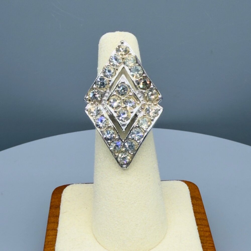 Vintage Sarah Coventry Parisienne Night Ring Silver Tone Rhinestone Size 5 1/2"